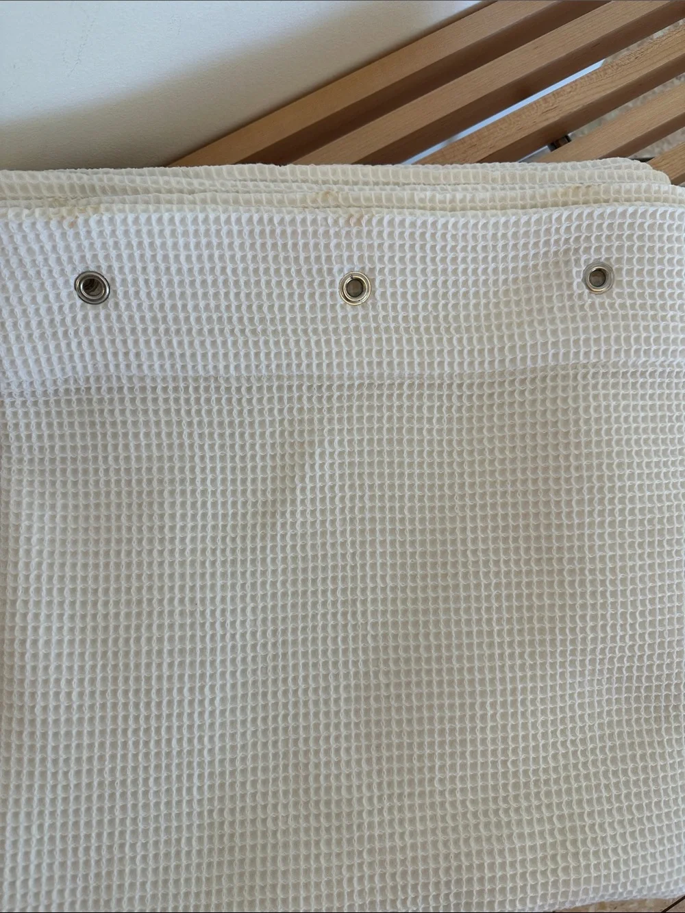 Pottery Barn Waffle Shower Curtain White